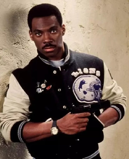 Eddie Murphy Beverly Hills Cop Black Bomber Letterman Jacket