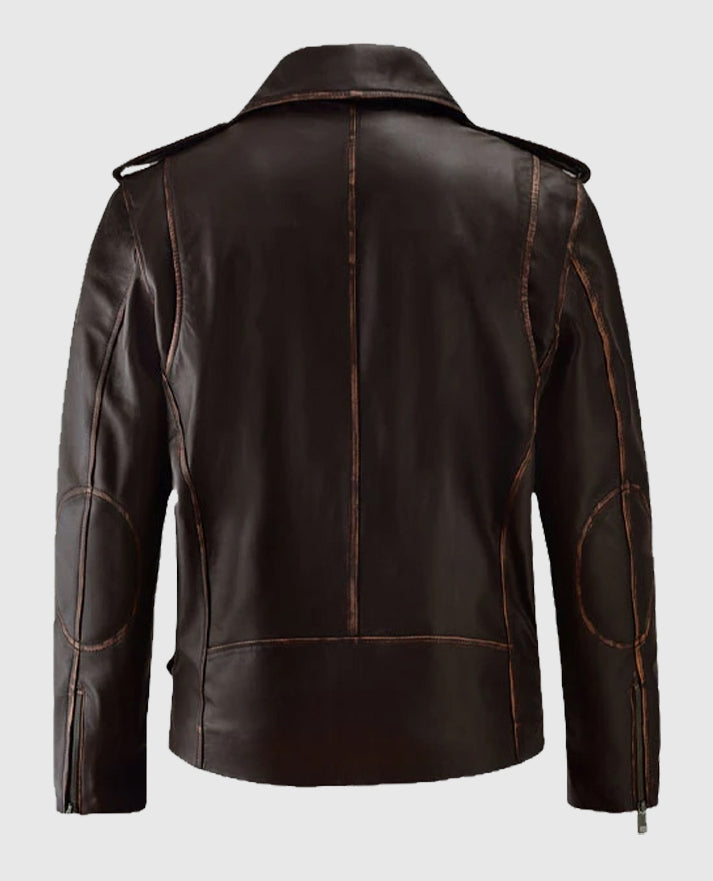 Enforcer Biker Dark Brown Leather Jacket for Men