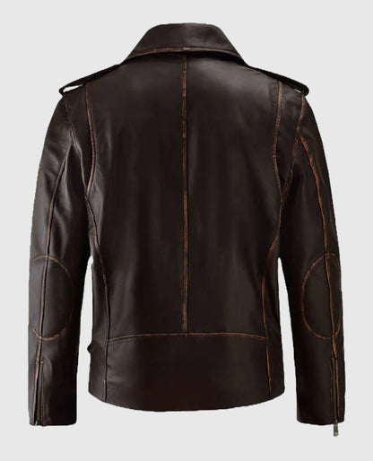 Enforcer Biker Dark Brown Leather Jacket for Men