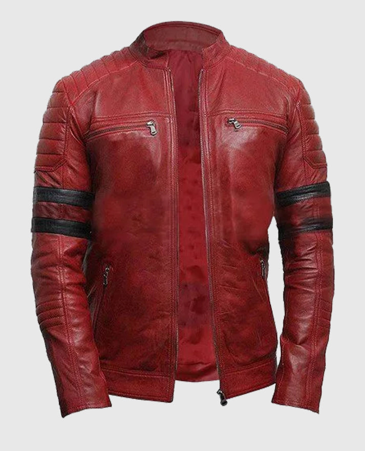 Fight Club Tyler Durden Retro Black Red Leather Jacket