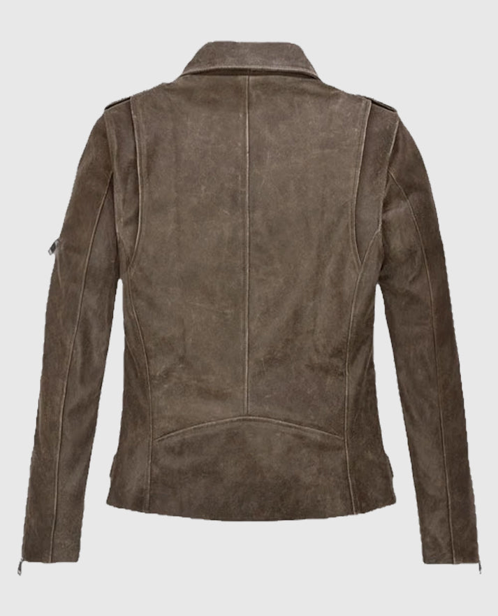 Furious 7 Michelle Rodriguez Biker Suede Leather Jacket