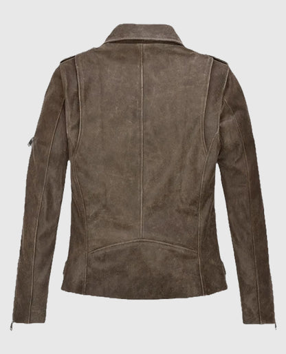 Furious 7 Michelle Rodriguez Biker Suede Leather Jacket