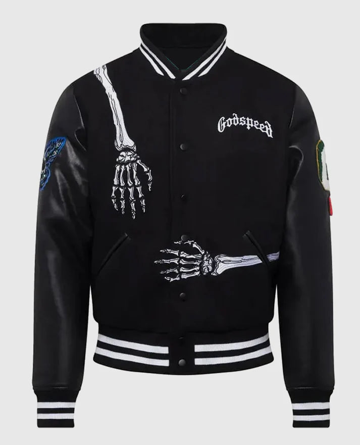 Godspeed Skull Rod Black Varsity Halloween Jacket
