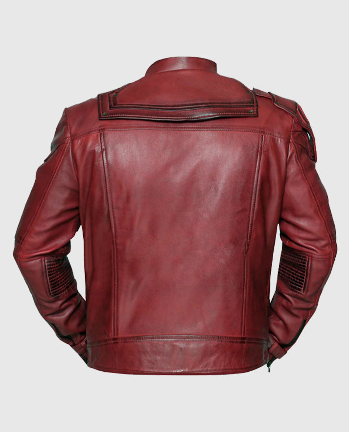 Guardian of the Galaxy Star Lord Maroon Leather Jacket