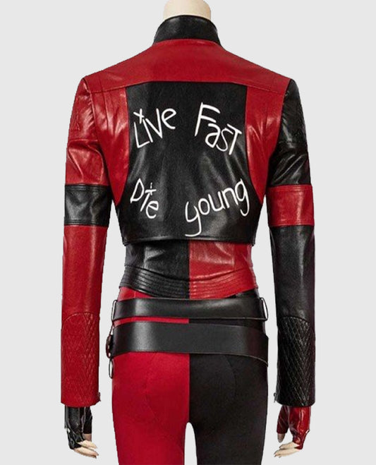 Harley Quinn Live Fast Die Clown Leather Jacket