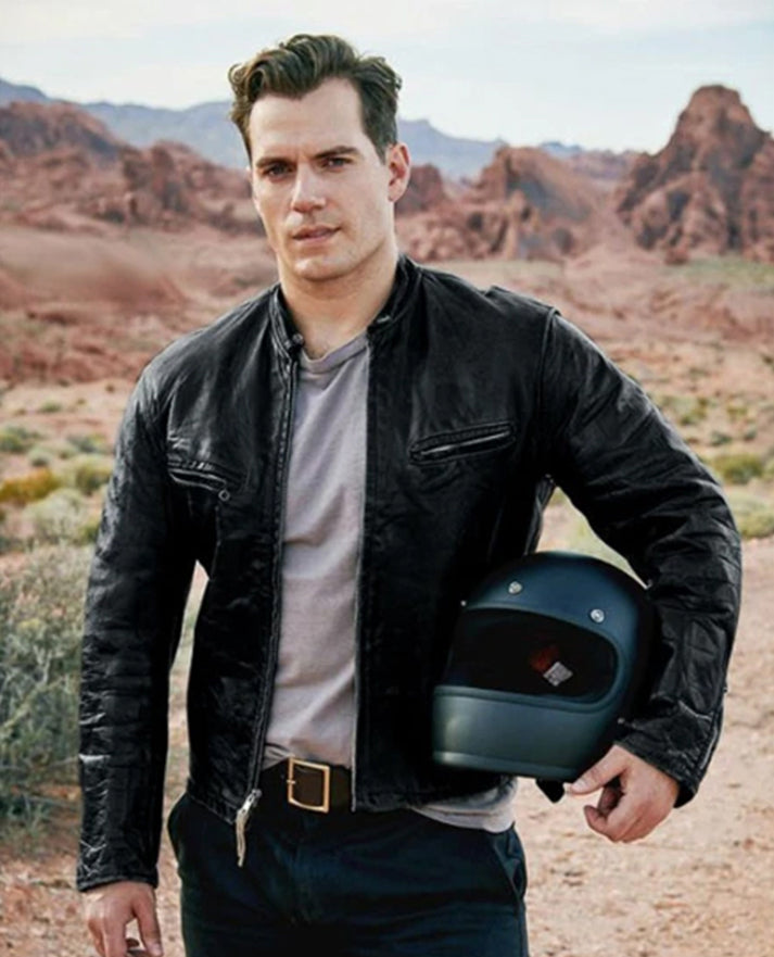 Henry Cavill Black Biker Leather Jacket