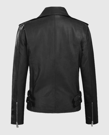 Hilary Duff Black Biker Leather Jacket