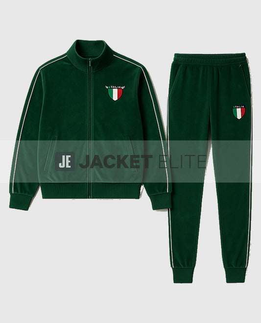 Italia Green Velour Jason Kelce Tracksuit