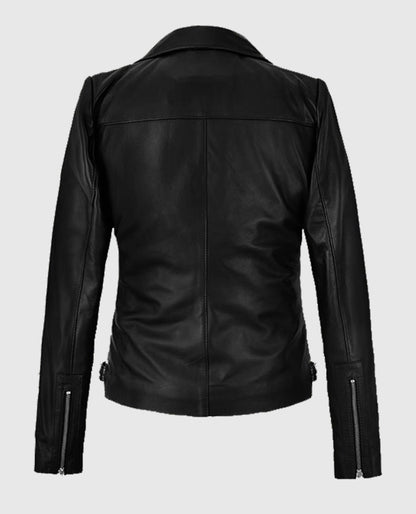 Jena Malone Black Biker Leather Jacket