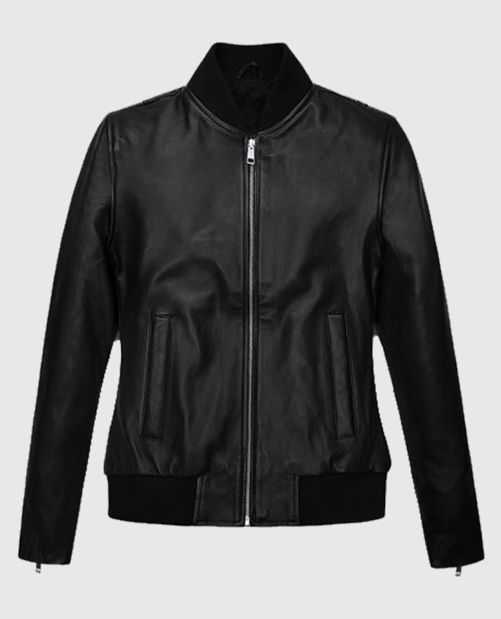 Jennifer Aniston Leather Black Bomber Jacket