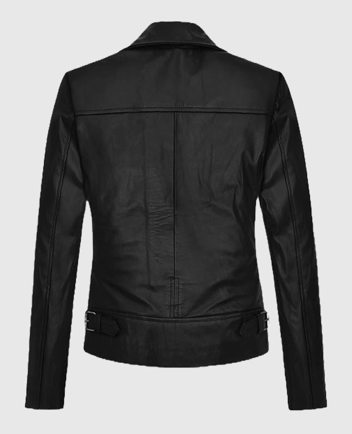 Jennifer Lawrence Black Biker Leather Jacket