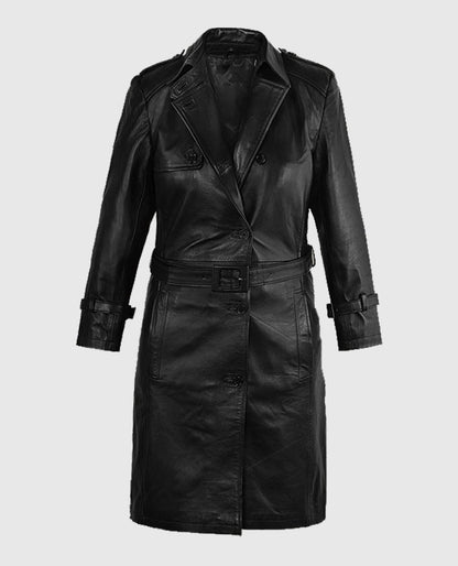 Jennifer Lopez Hustlers Leather Trench Long Coat