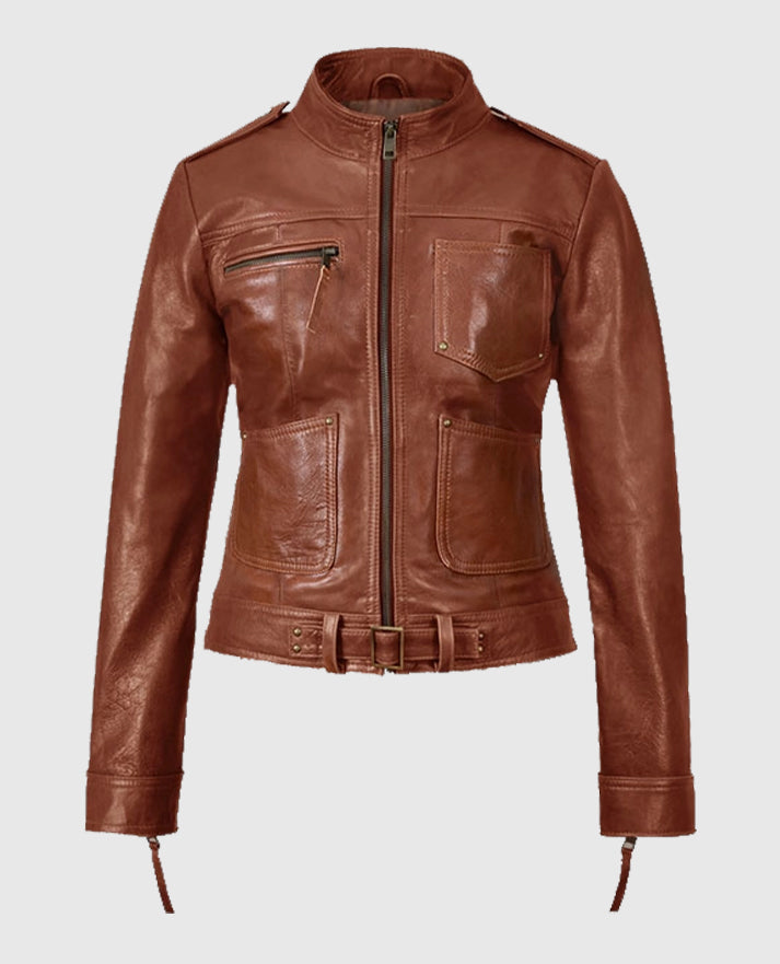 Jennifer Morrison Once Upon A Time Brown Belted Leather Jacket
