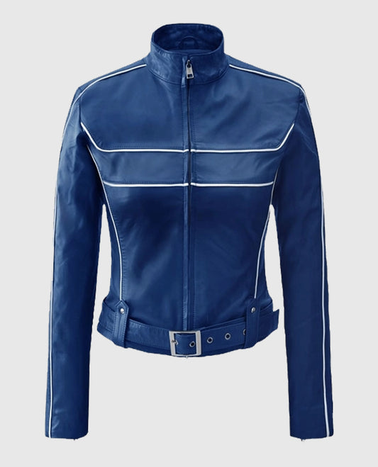 Jennifer Morrison Once Upon a Time Blue Belted Leather Jacket