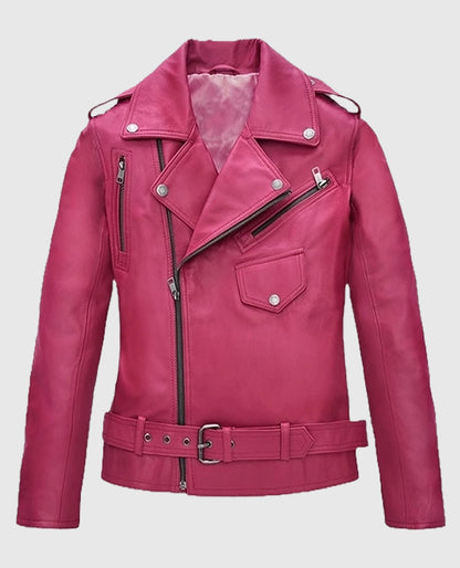 Jessica Alba Pink Leather Jacket