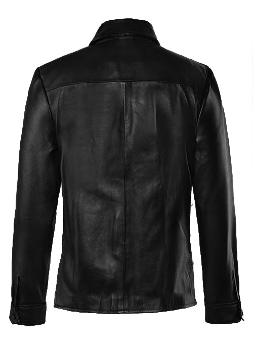 Jim Morrison Classic Shirt Style Black Leather Jacket