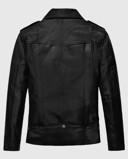 Jimin Biker Black Leather Jacket