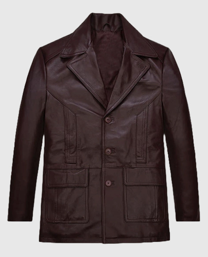 Johnny Depp Donnie Brasco Leather Brown Blazer