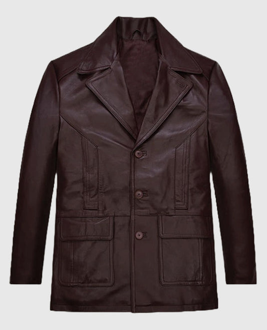 Johnny Depp Donnie Brasco Leather Brown Blazer