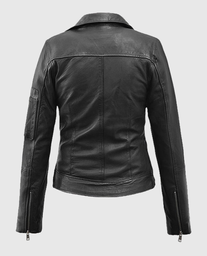Karen Gillan Biker Black Leather Jacket