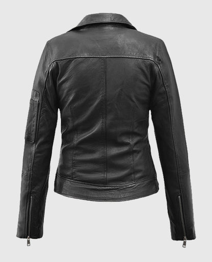 Karen Gillan Biker Black Leather Jacket