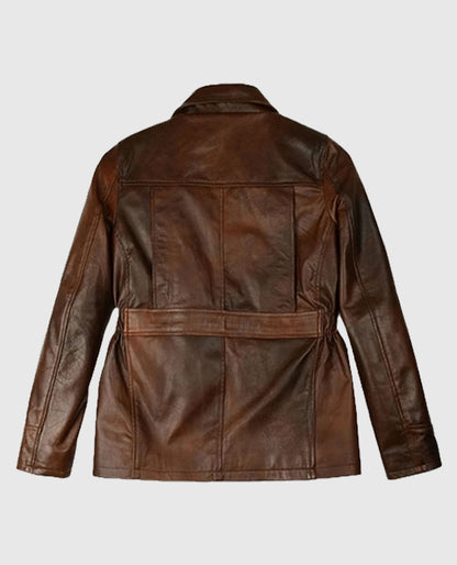 Katniss Hunger Games Brown Leather Trucker Jacket