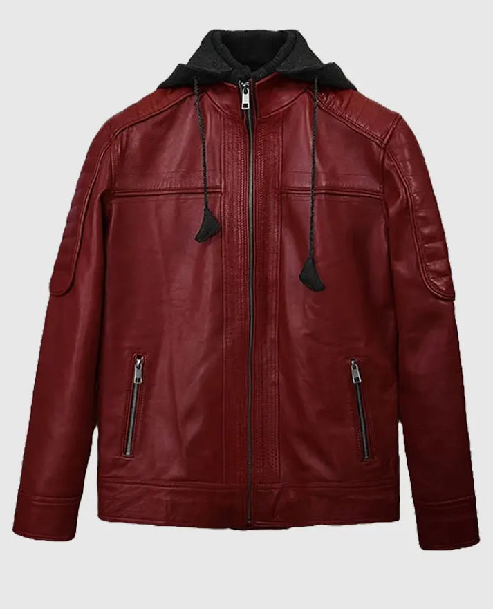 Leather Hooded Rodeo Jacket For Men