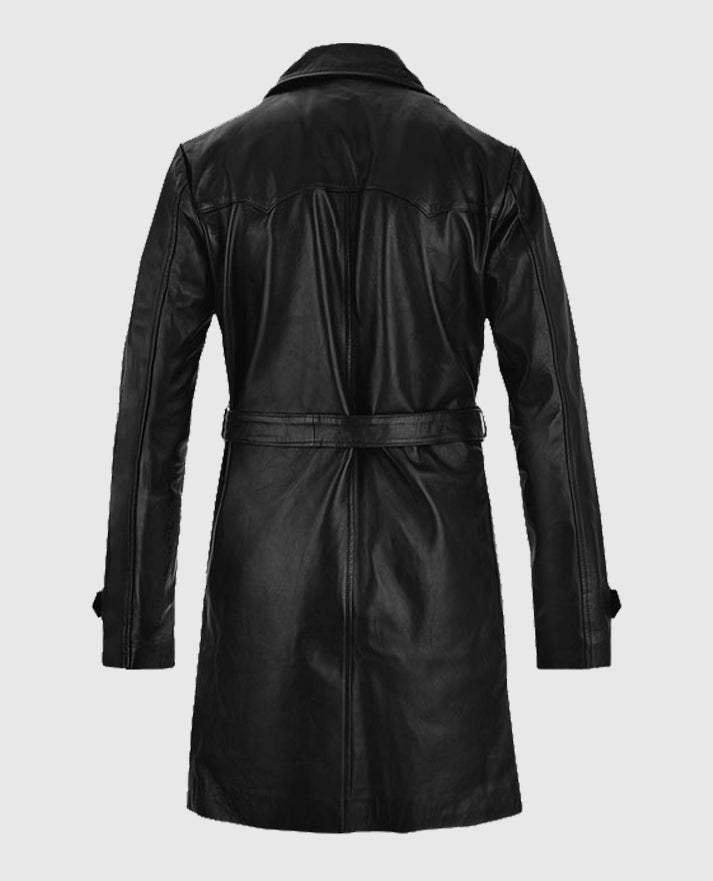 Men's Leather Vintage 1970's Trench Coat - second image