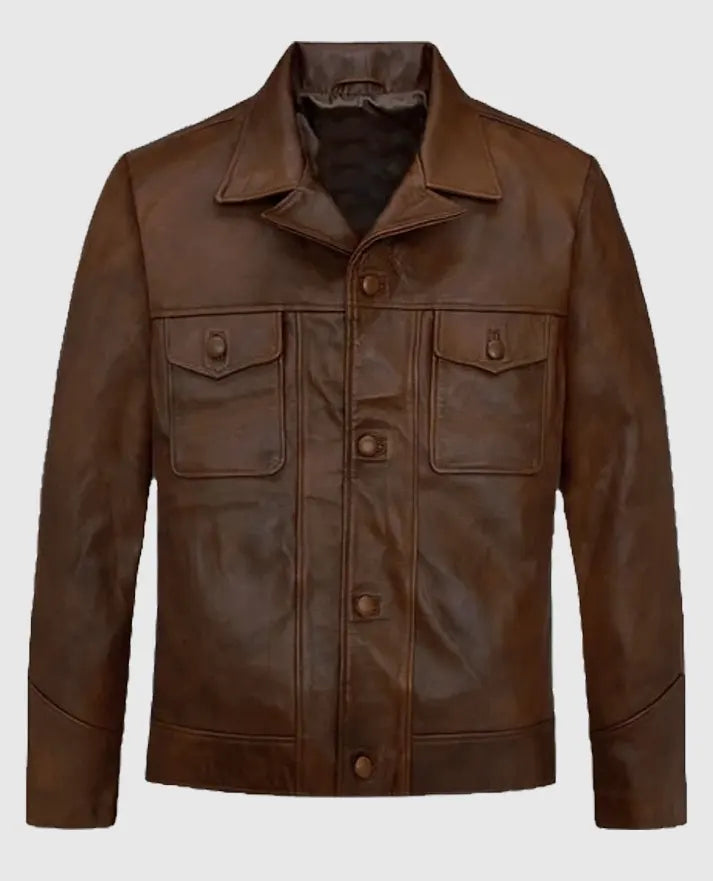 Leonardo DiCaprio Once Upon a Time in Hollywood Leather Brown Jacket