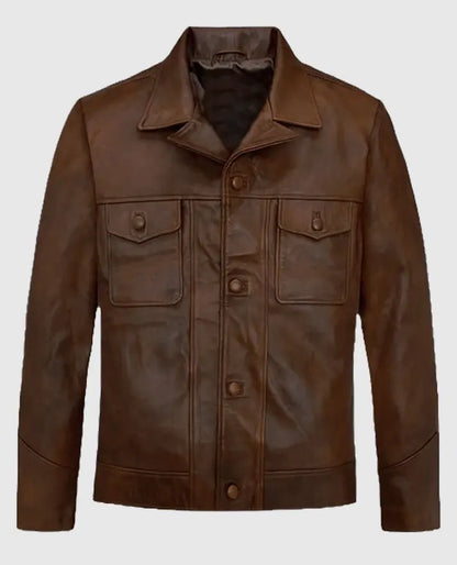 Leonardo DiCaprio Once Upon a Time in Hollywood Leather Brown Jacket