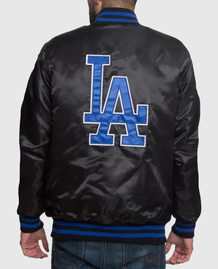 Los Angeles LA Dodgers Black Satin Jacket