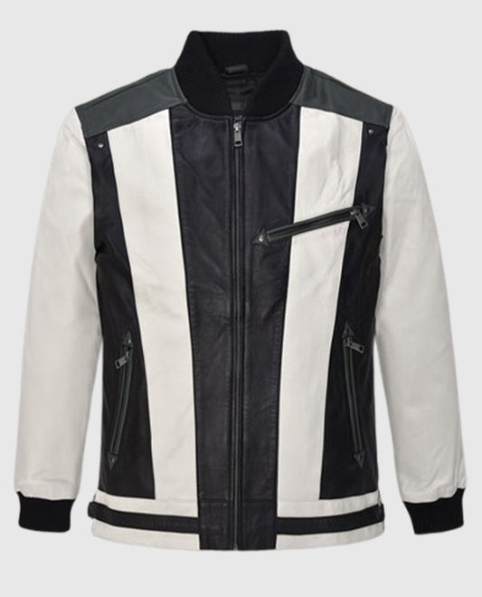 Matthew Broderick Ferris Bueller's Day Off Inspired White and Black Leather Jacket