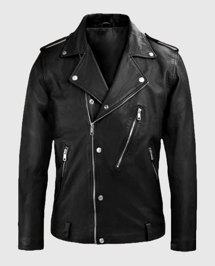 Men’s Beast Biker Leather Jacket in Black