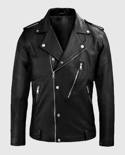 Men’s Beast Biker Leather Jacket in Black