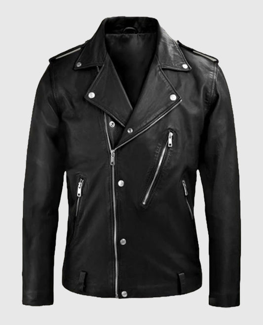 Men’s Beast Biker Leather Jacket in Black
