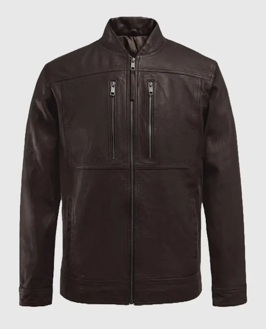 Men's Biker Brown Thunder Storm Leather Jacket