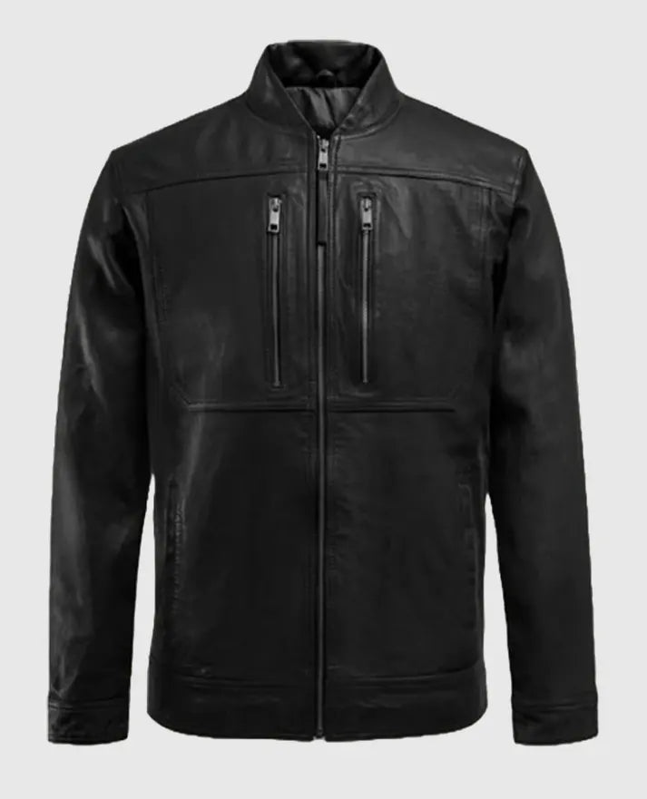 Men's Biker Thunder Storm Black Leather Jacket