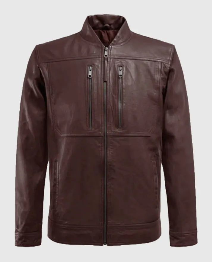 Men's Biker Thunder Storm Burgundy Leather Jacket
