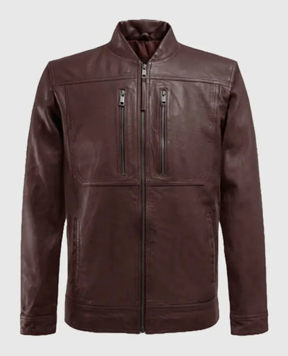 Men's Biker Thunder Storm Burgundy Leather Jacket