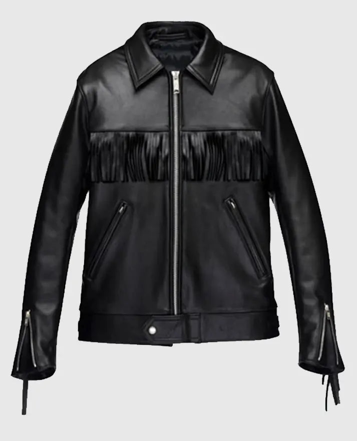Men's Black Fringe Leather Jacket