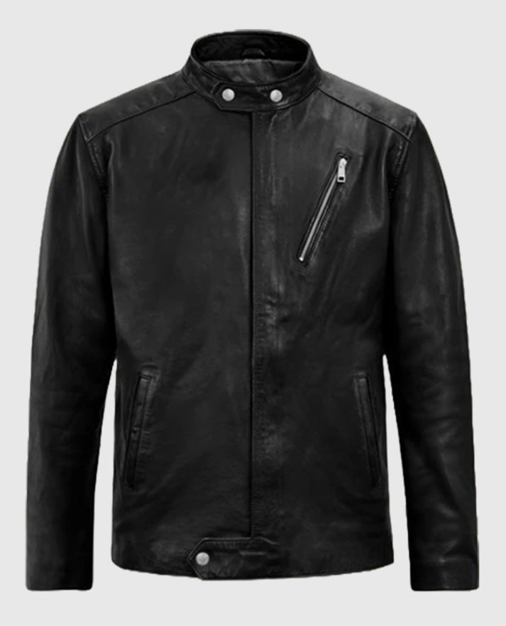 Men’s Black Leather Motorad Biker Jacket