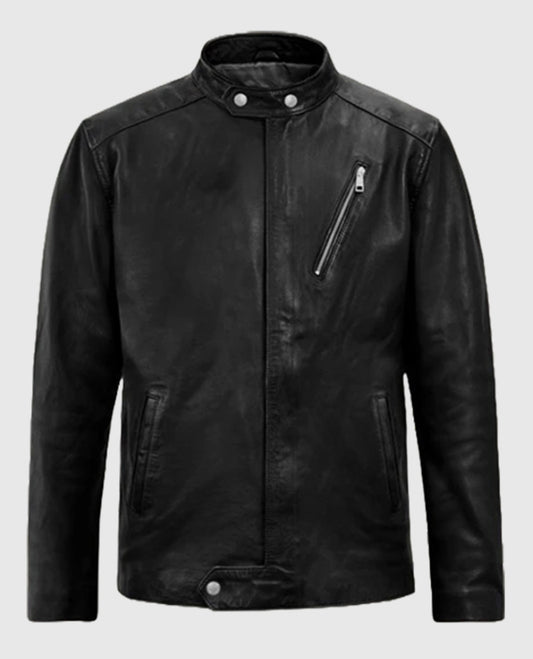 Men’s Black Leather Motorad Biker Jacket