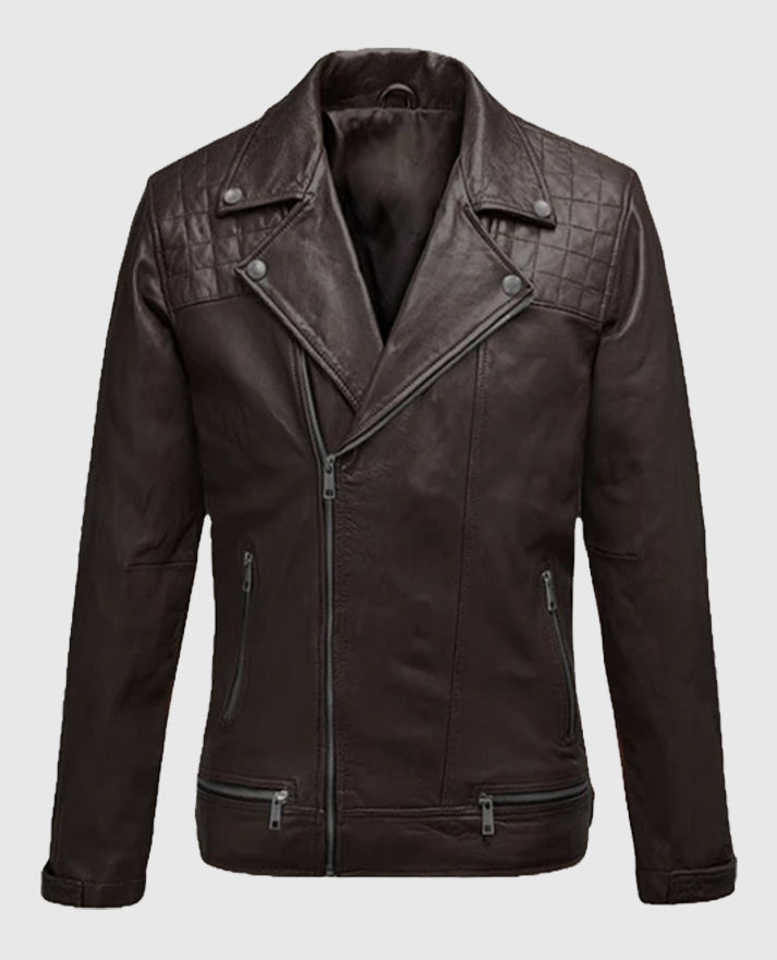 Men's Brown Ironwood Leather Biker Jacket