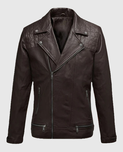 Men's Brown Ironwood Leather Biker Jacket