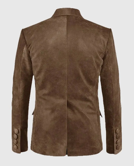 Men's Brown Quaint Leather Blazer
