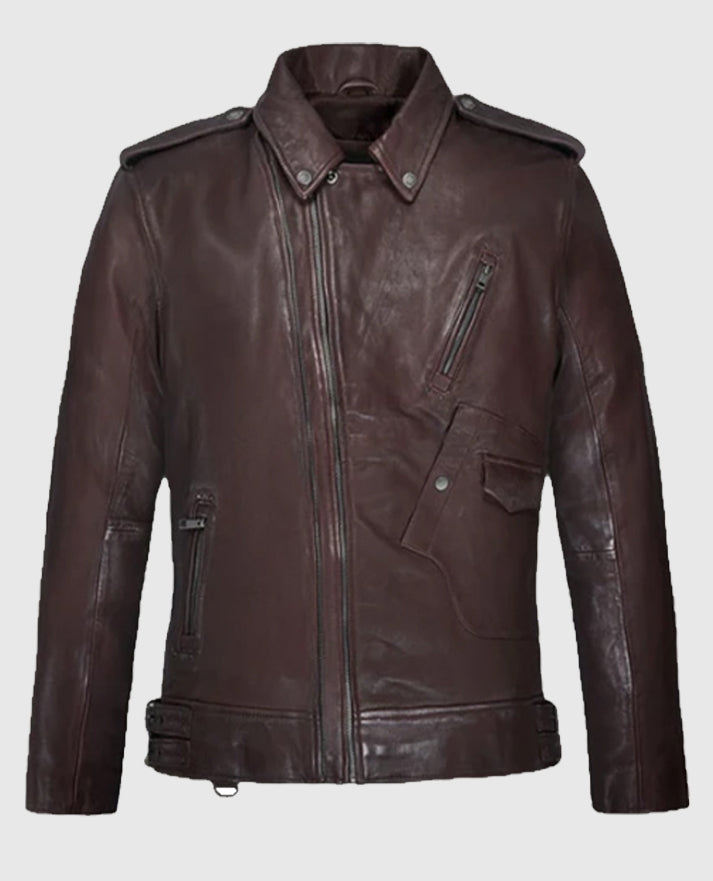 Men’s Burgundy Falcon Rider Leather Jacket