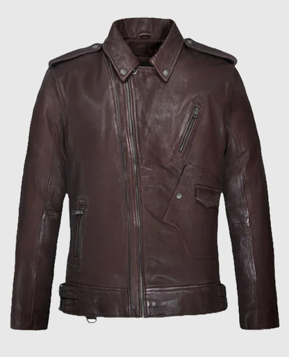 Men’s Burgundy Falcon Rider Leather Jacket
