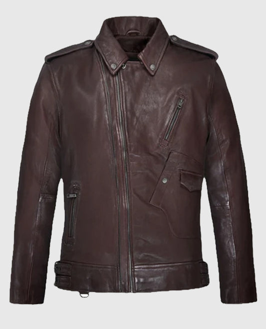 Men’s Burgundy Falcon Rider Leather Jacket