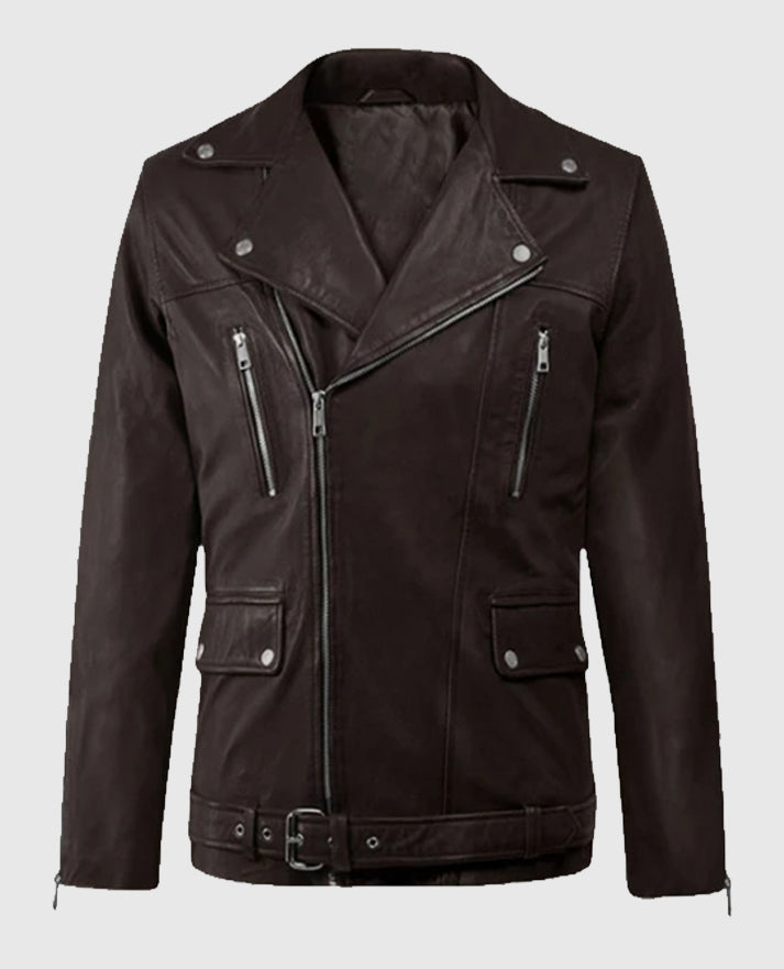 Men's Dauntless Brown Biker Leather Jacket
