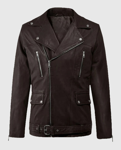 Men's Dauntless Brown Biker Leather Jacket
